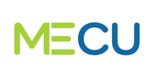 Green and blue company logo for MECU